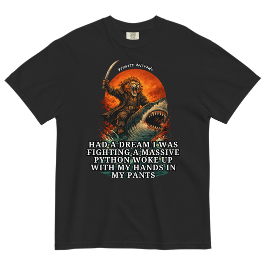 Fighting A Massive Python – Lion Shark Tee Mockup