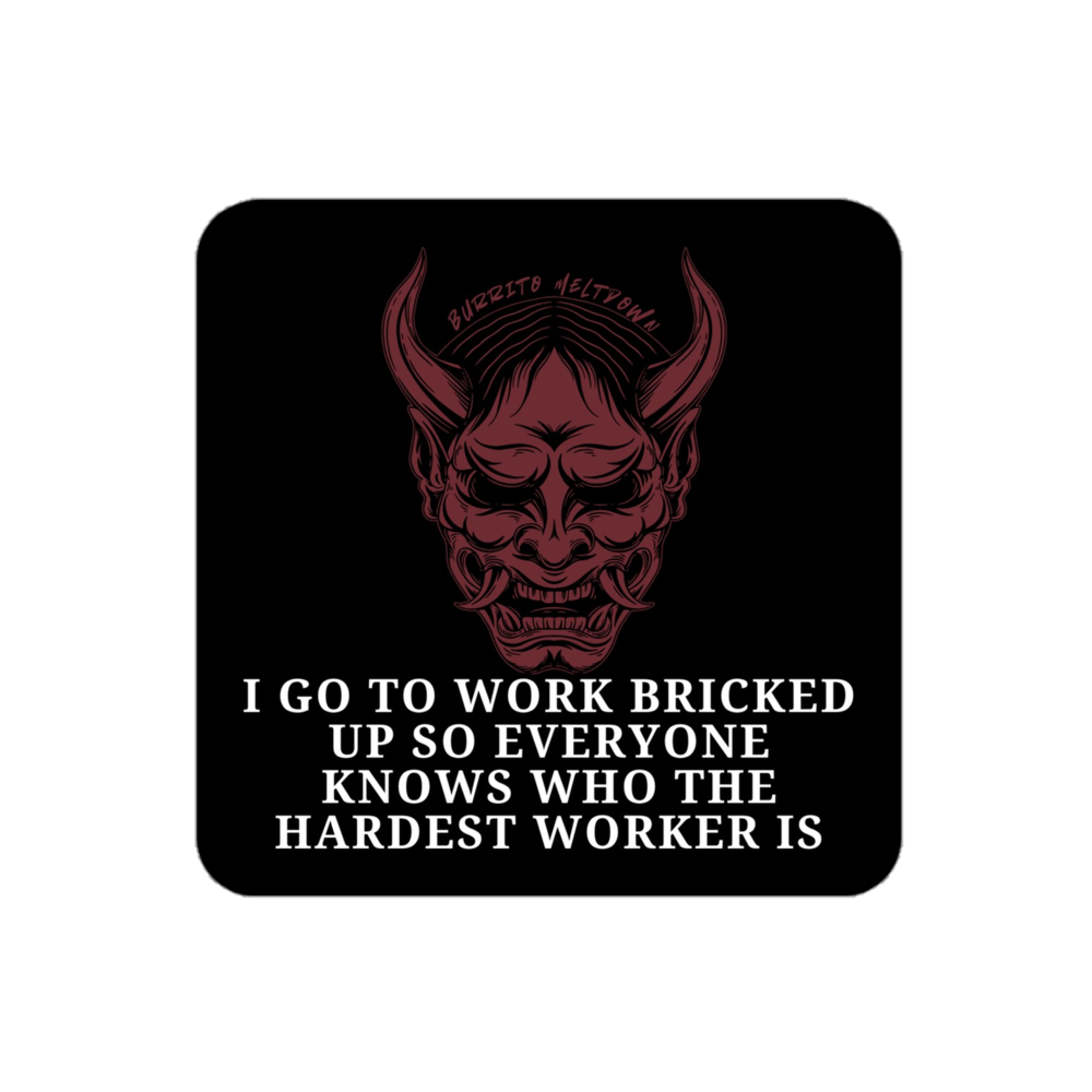 Bricked Up Hardest Worker – Demon Mask Sticker mockup