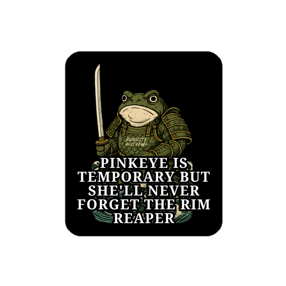 Pinkeye Is Temporary – Samurai Frog Sticker mockup