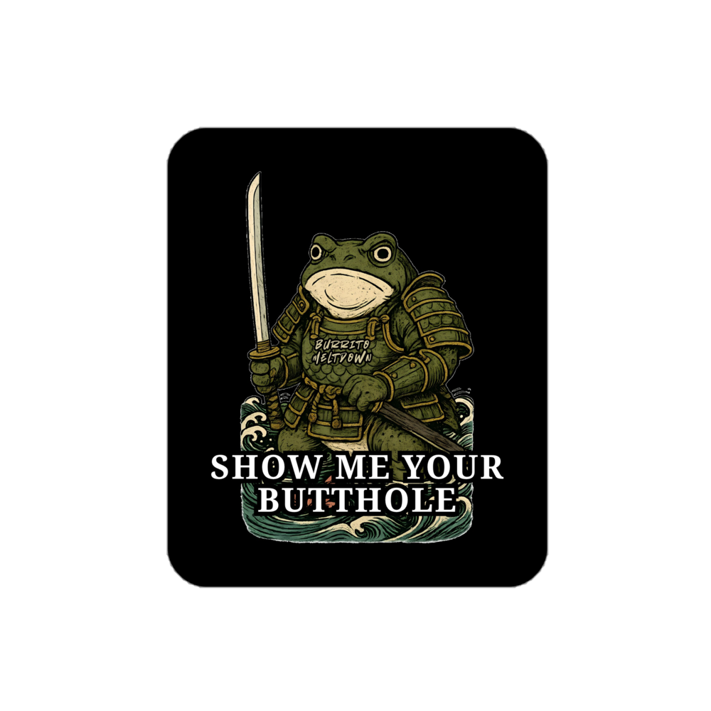 Show Me Your Butthole – Frog Sticker mockup