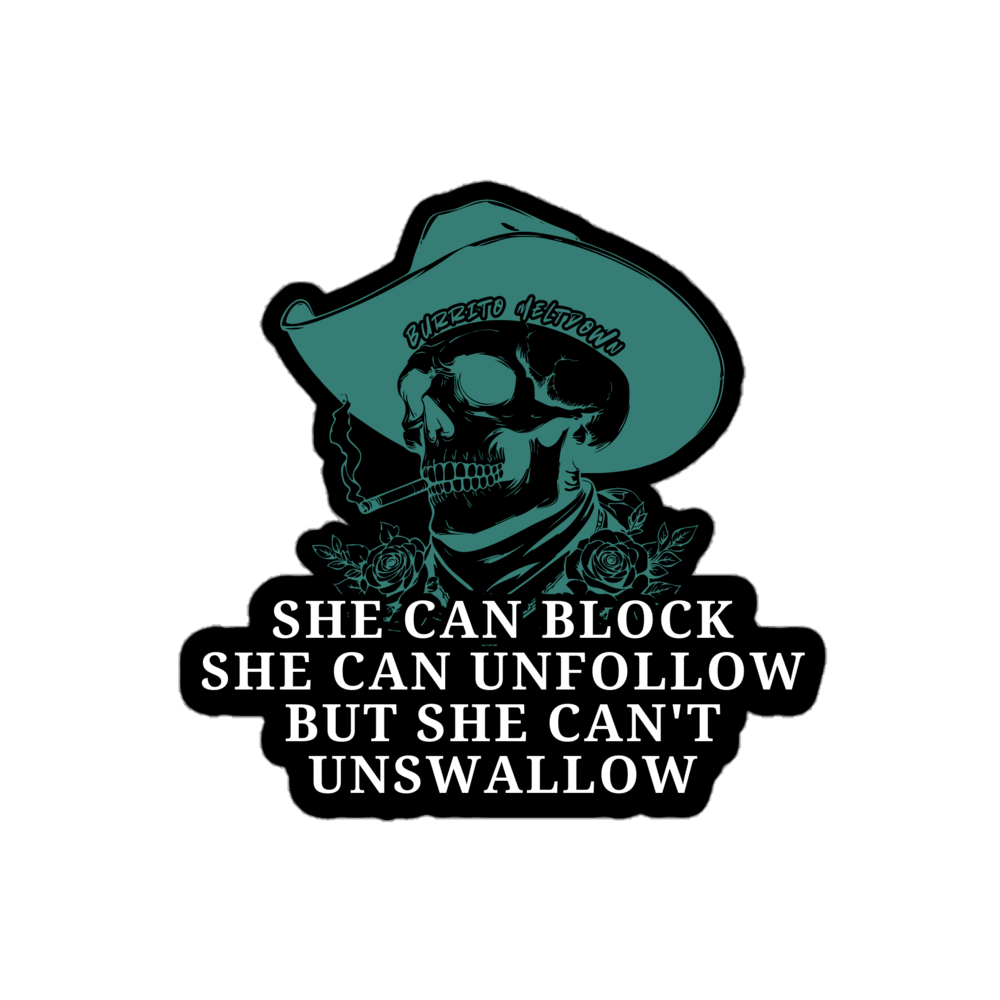 Cant Unswallow – Skull Cowboy Sticker Mockup