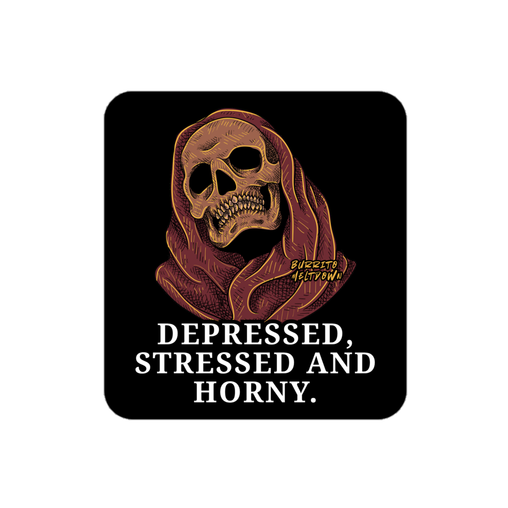 Depressed And Stressed โ Reaper Skull Sticker Mockup