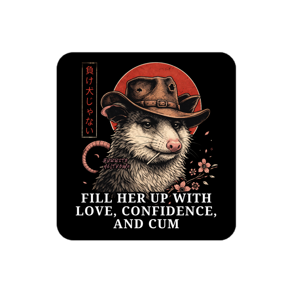 Fill Her Up โ Cowboy Opossum Sticker Mockup