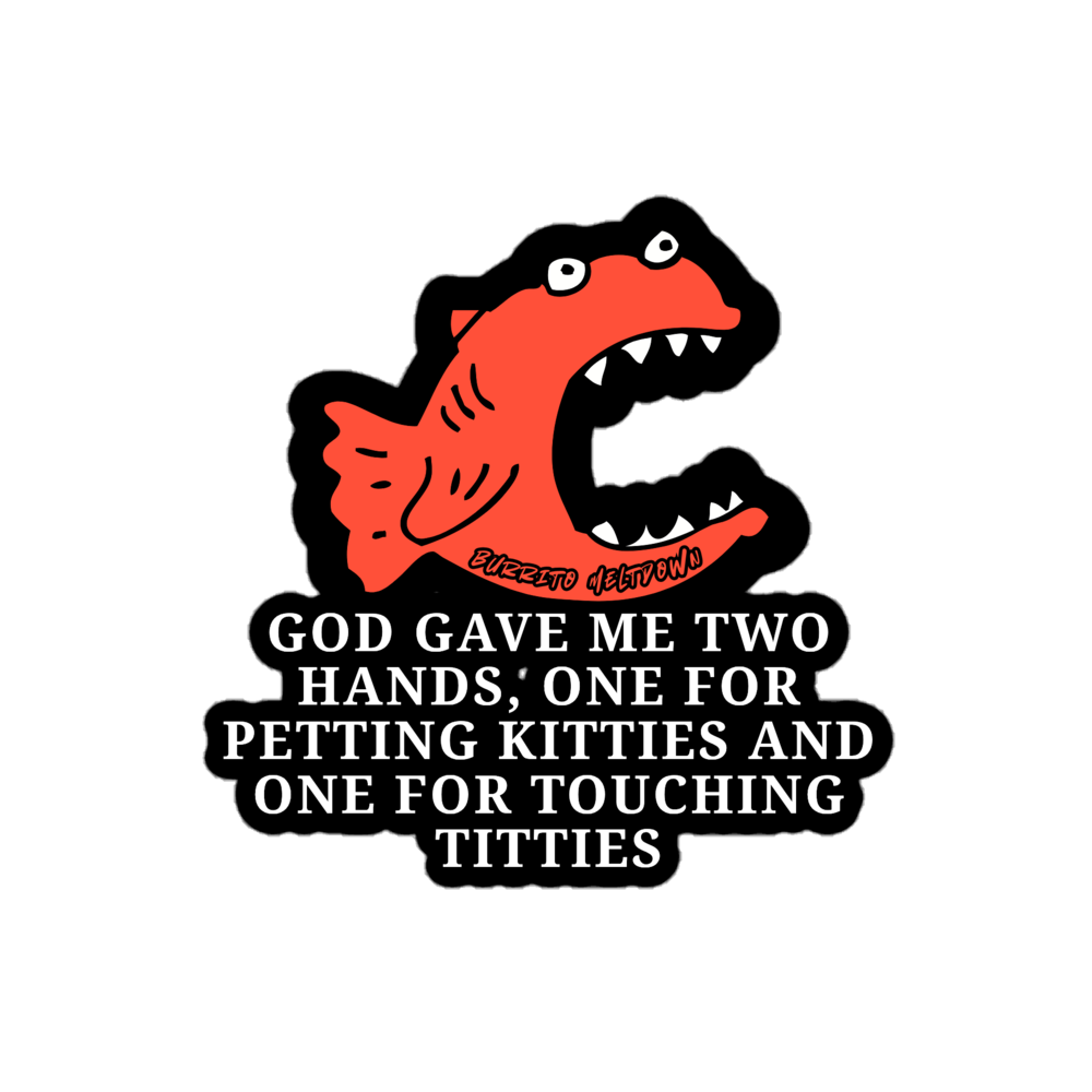 Two Hands for Kitties and Titties – Screaming Fish Sticker Mockup