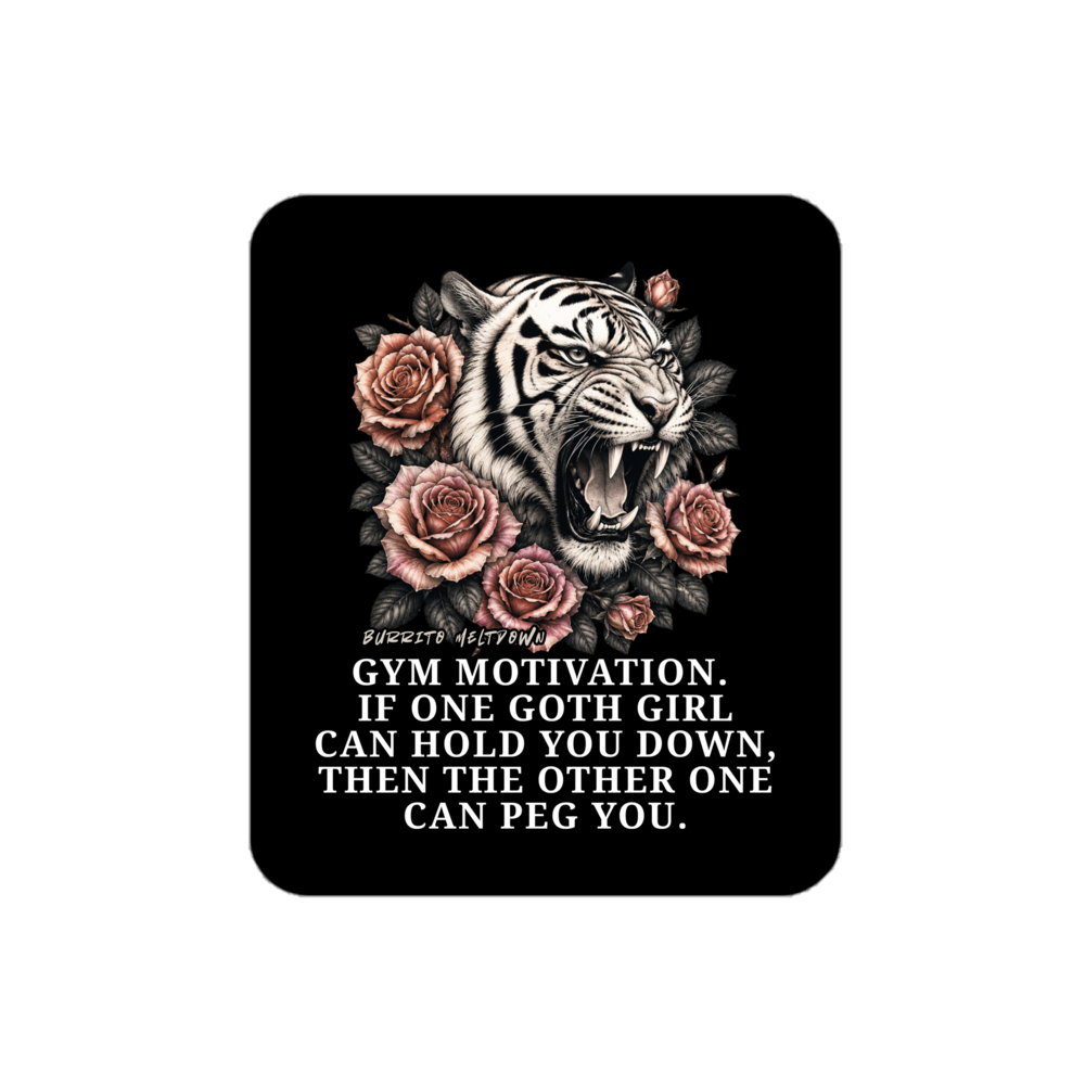 Gym Motivation Goth Girl โ White Tiger Sticker Mockup