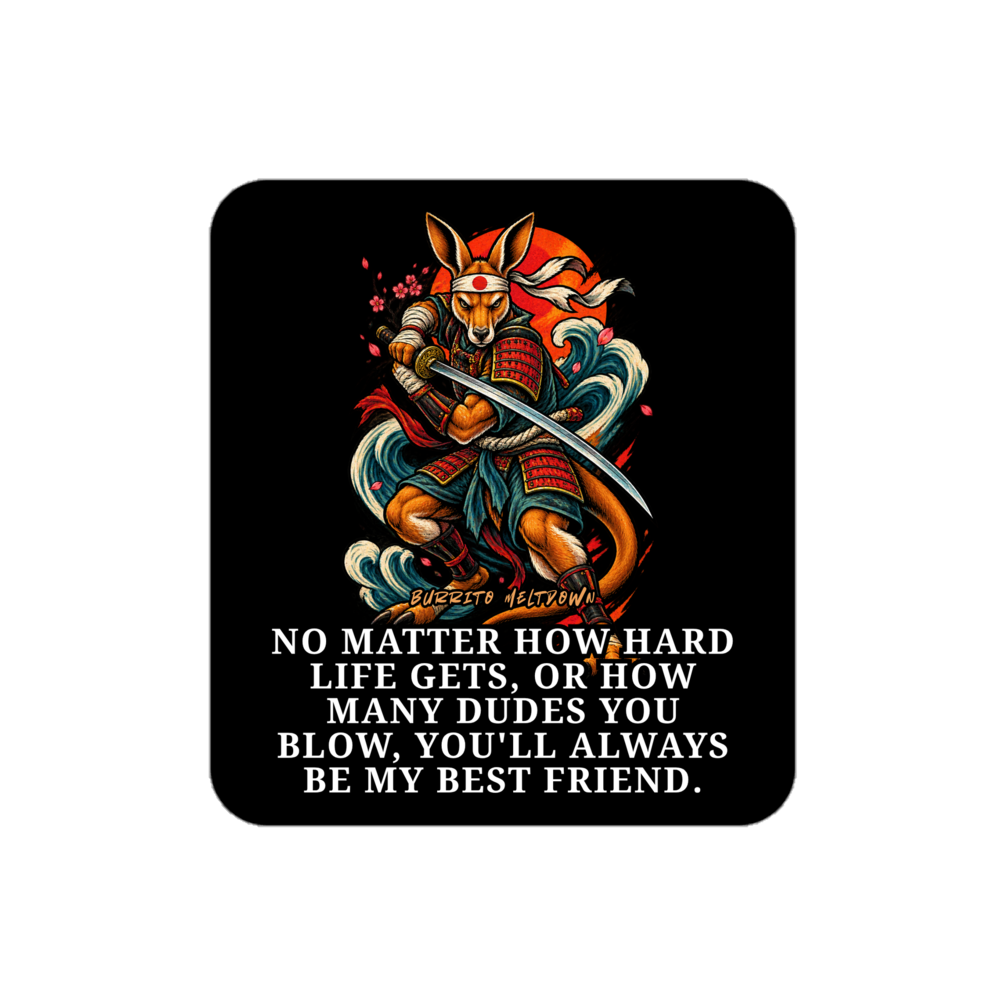 How Many Dudes You Blow - Samurai Kangaroo Sticker Mockup