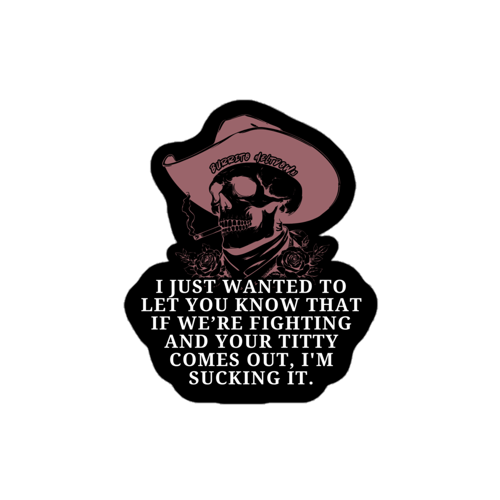 If We're Fighting โ Bandit Cowboy Skull Sticker Mockup