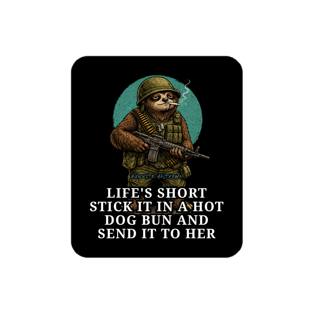 Life's Short โ Combat Sloth Sticker Mockup