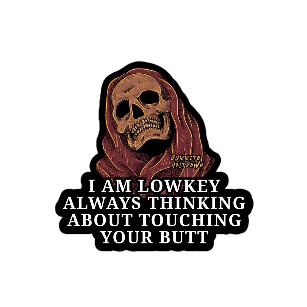 Low Key Butt Thinking – Skull Sticker Mockup