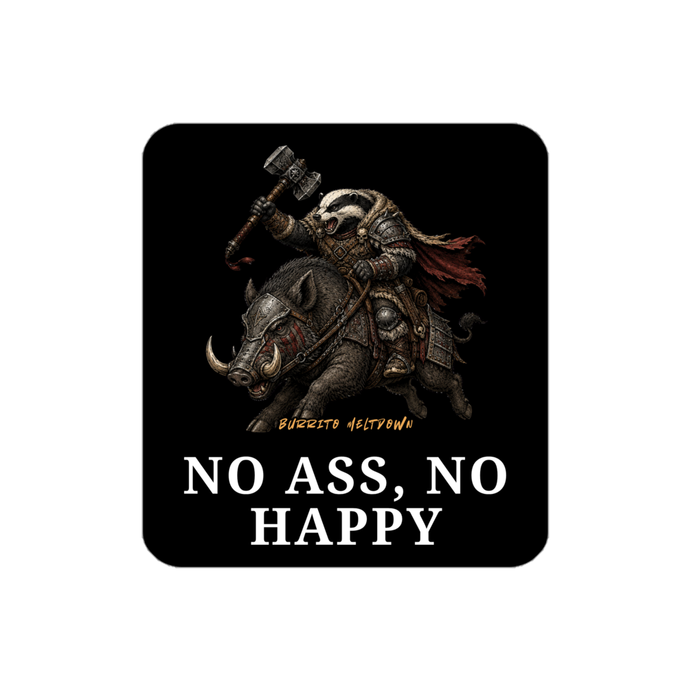 No Happy Without It โ Badger Boar Rider Sticker Mockup