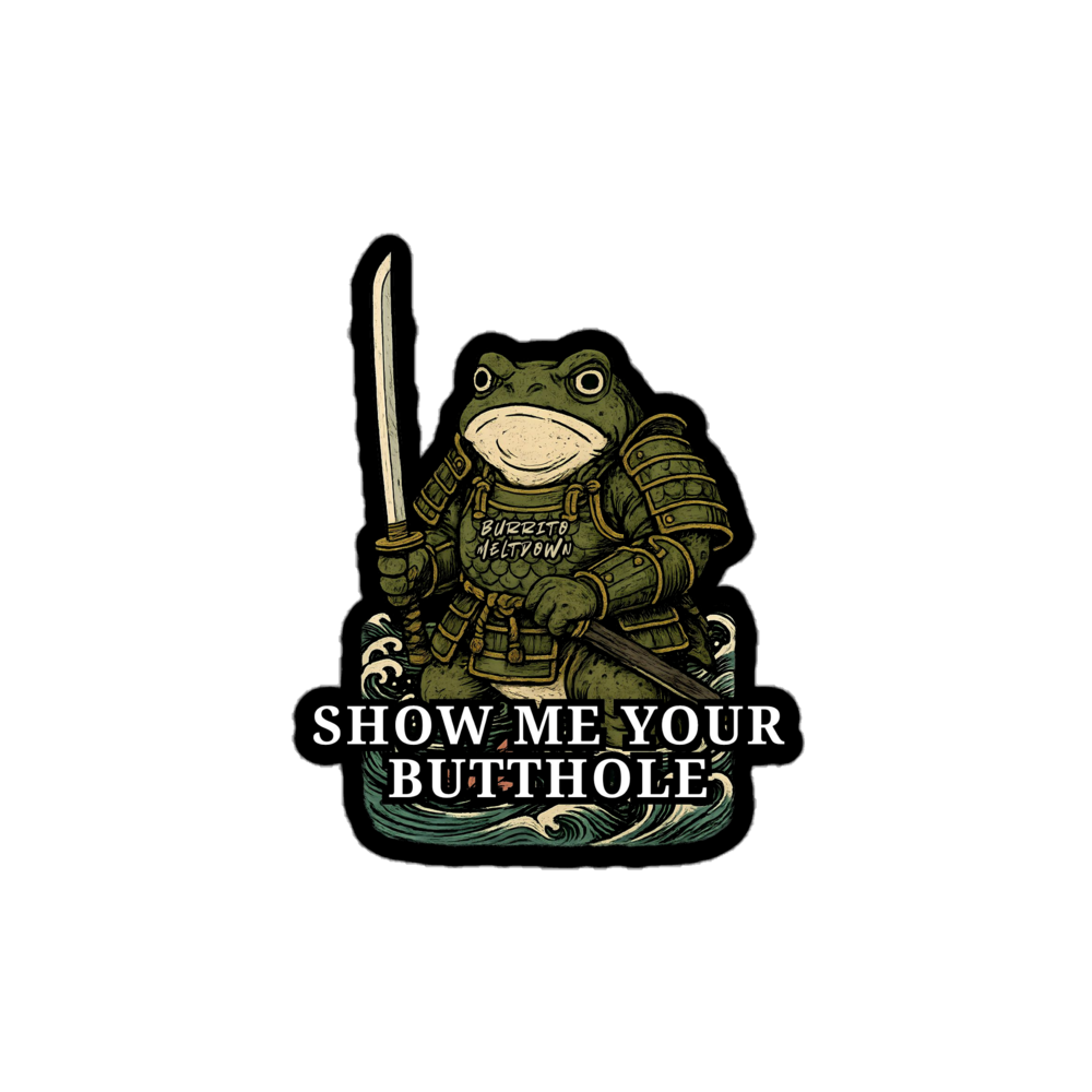 Show Me Your Butthole – Frog Sticker Mockup