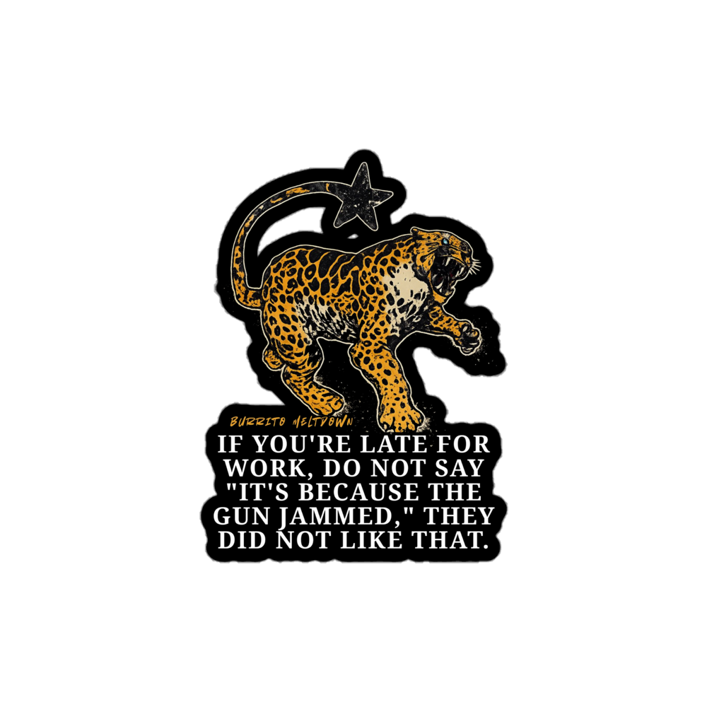 The Gun Jammed – Leopard Sticker Mockup