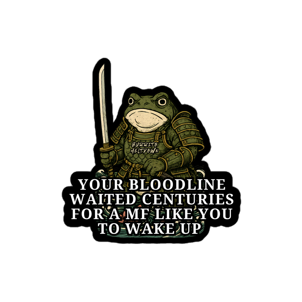Bloodline Waited Centuries For You – Samurai Frog Sticker Mockup