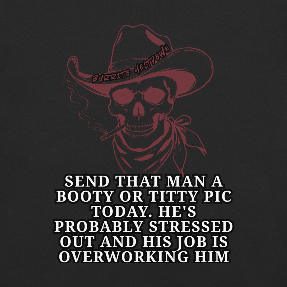 He's Probably Stressed – Cowboy Skull Tee Mockup