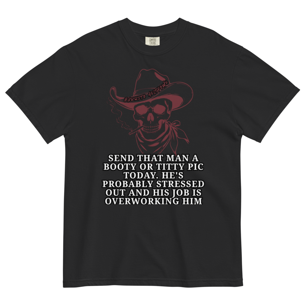 He's Probably Stressed – Cowboy Skull Tee Mockup