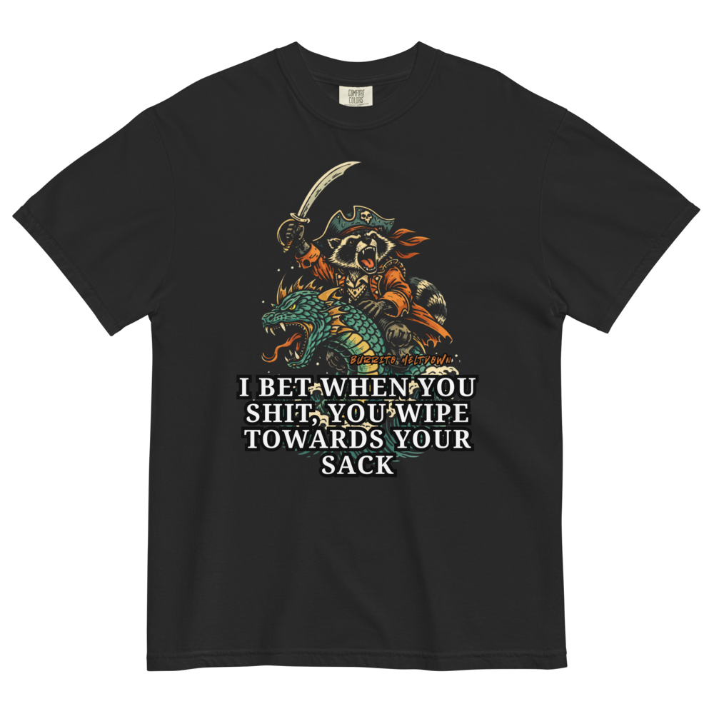 Wipe Towards Your Sack – Pirate Raccoon Tee Mockup