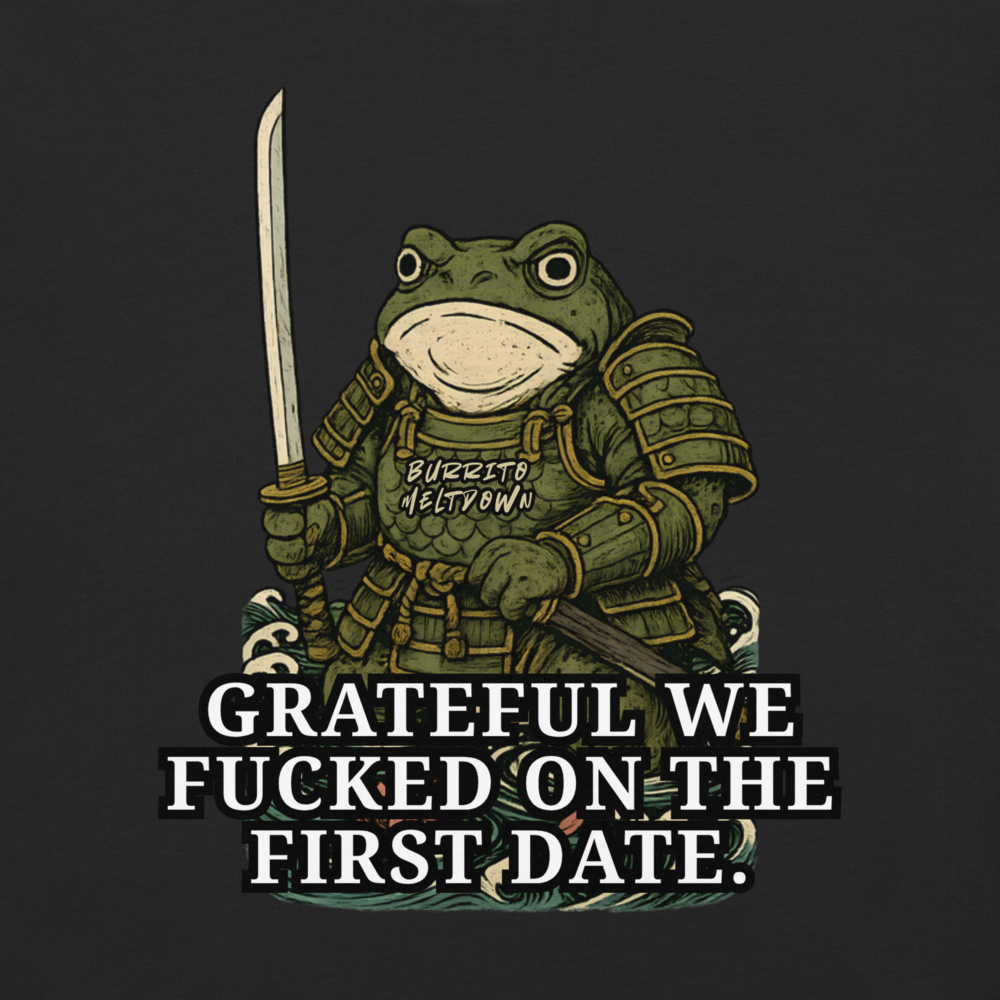 First Date Gratitude – Samurai Frog Tee Mockup