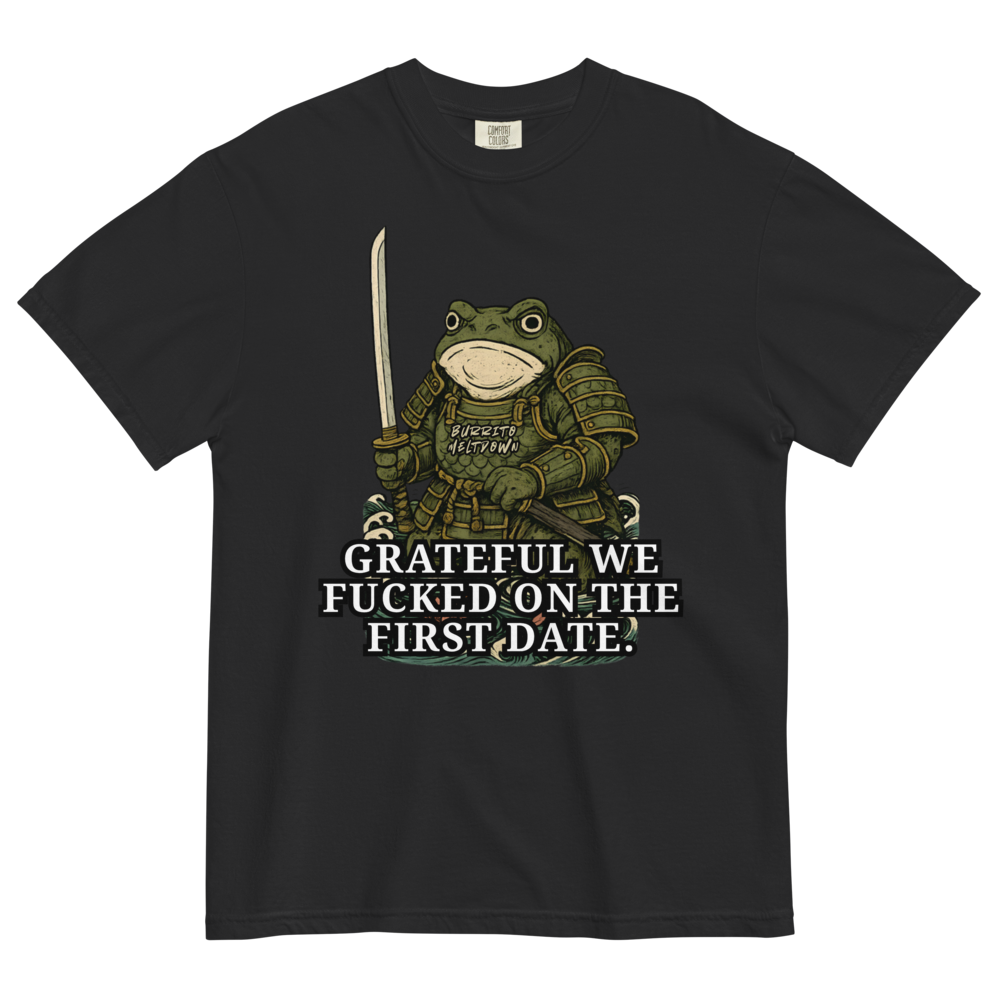 First Date Gratitude – Samurai Frog Tee Mockup