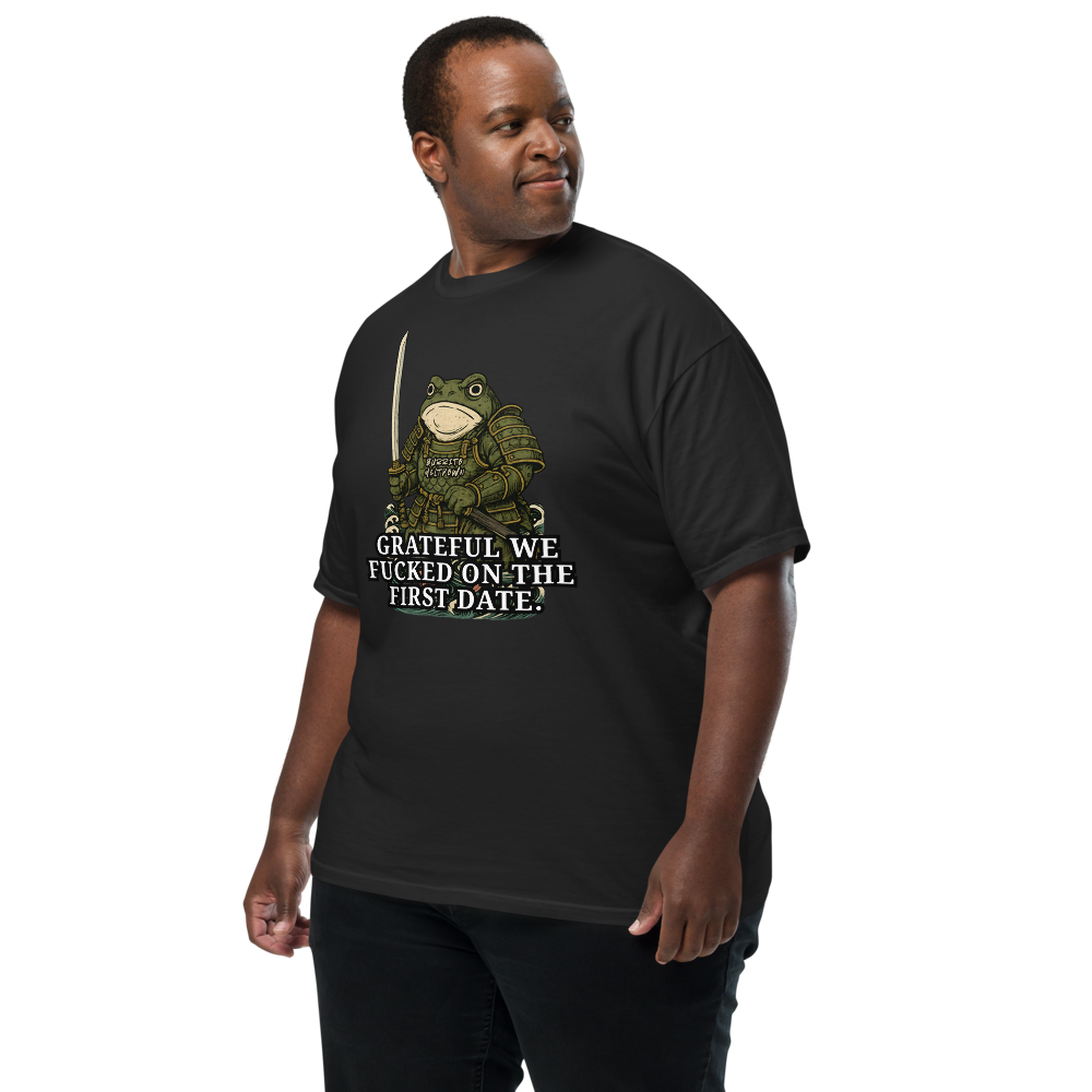 First Date Gratitude – Samurai Frog Tee Mockup