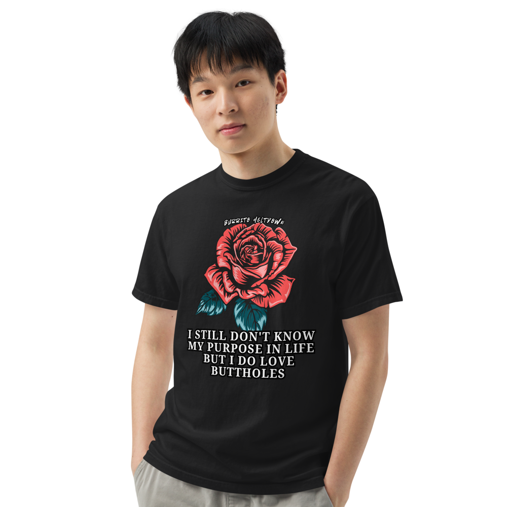 Still Don't Know My Purpose – Vintage Flash Rose Tee Mockup