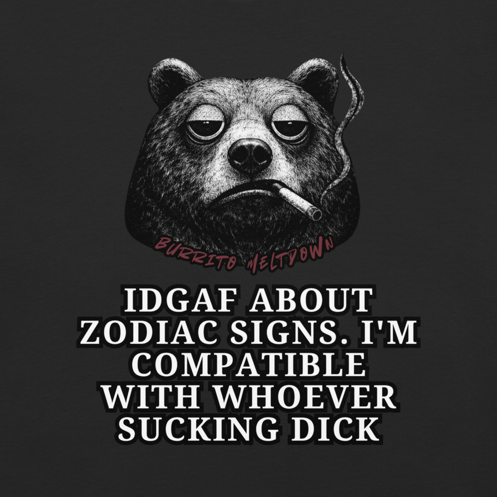 Zodiac Signs Mean Nothing – Smoking Bear Tee Mockup