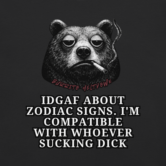 Zodiac Signs Mean Nothing – Smoking Bear Tee Mockup