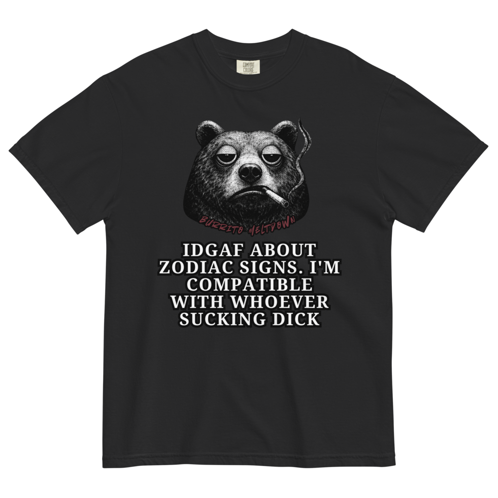 Zodiac Signs Mean Nothing – Smoking Bear Tee Mockup
