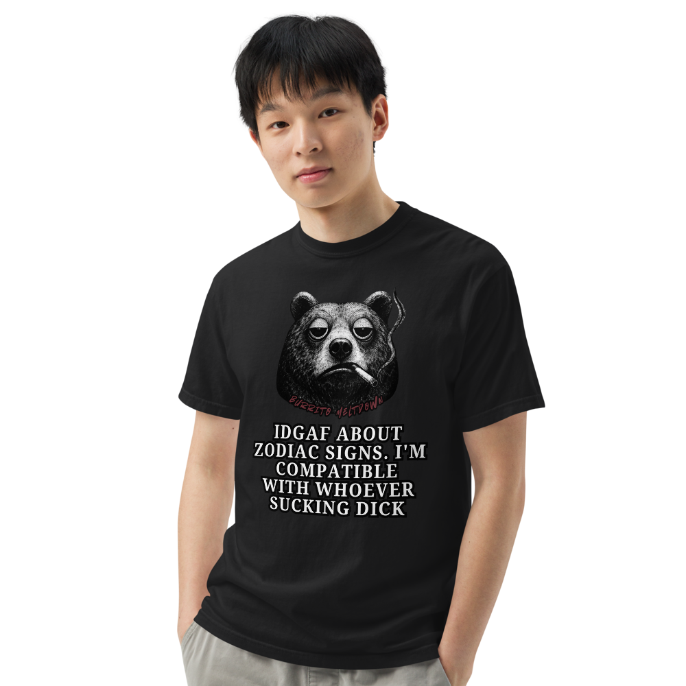 Zodiac Signs Mean Nothing – Smoking Bear Tee Mockup