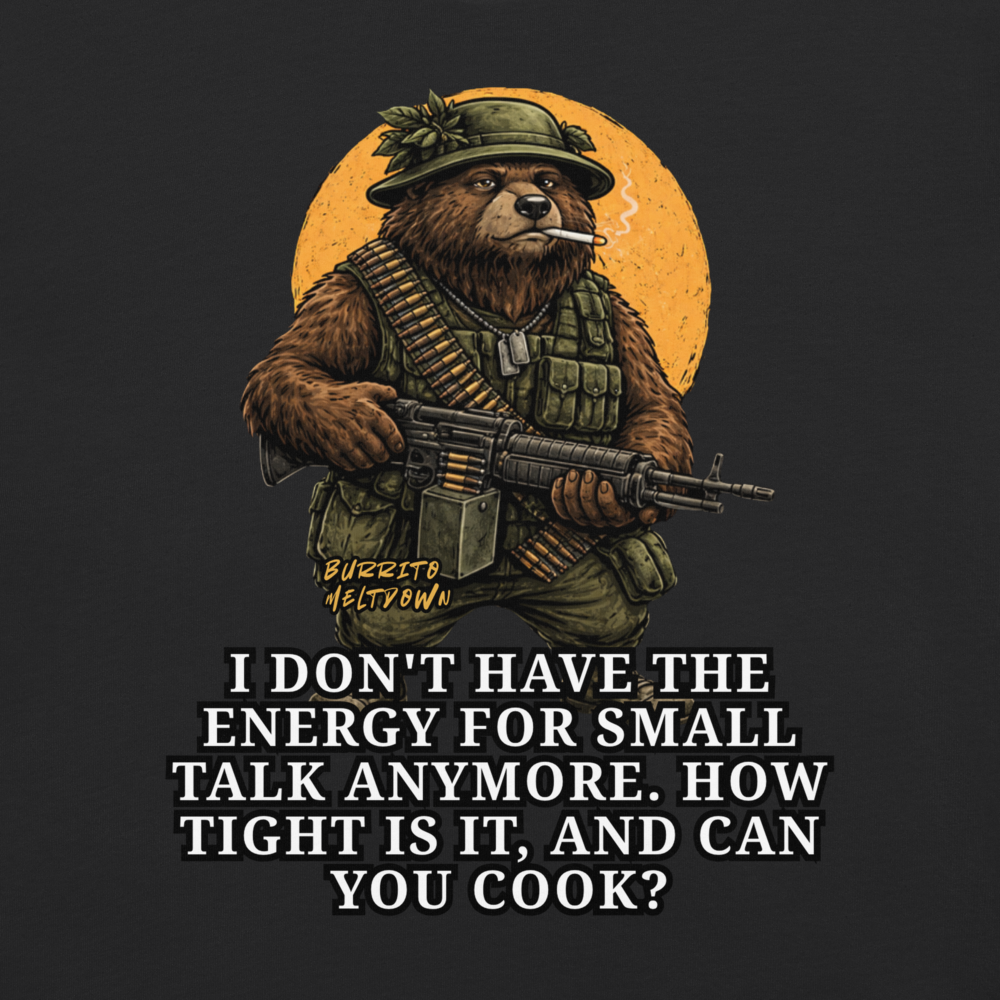 No Energy For Small Talk – Army Bear Tee Mockup