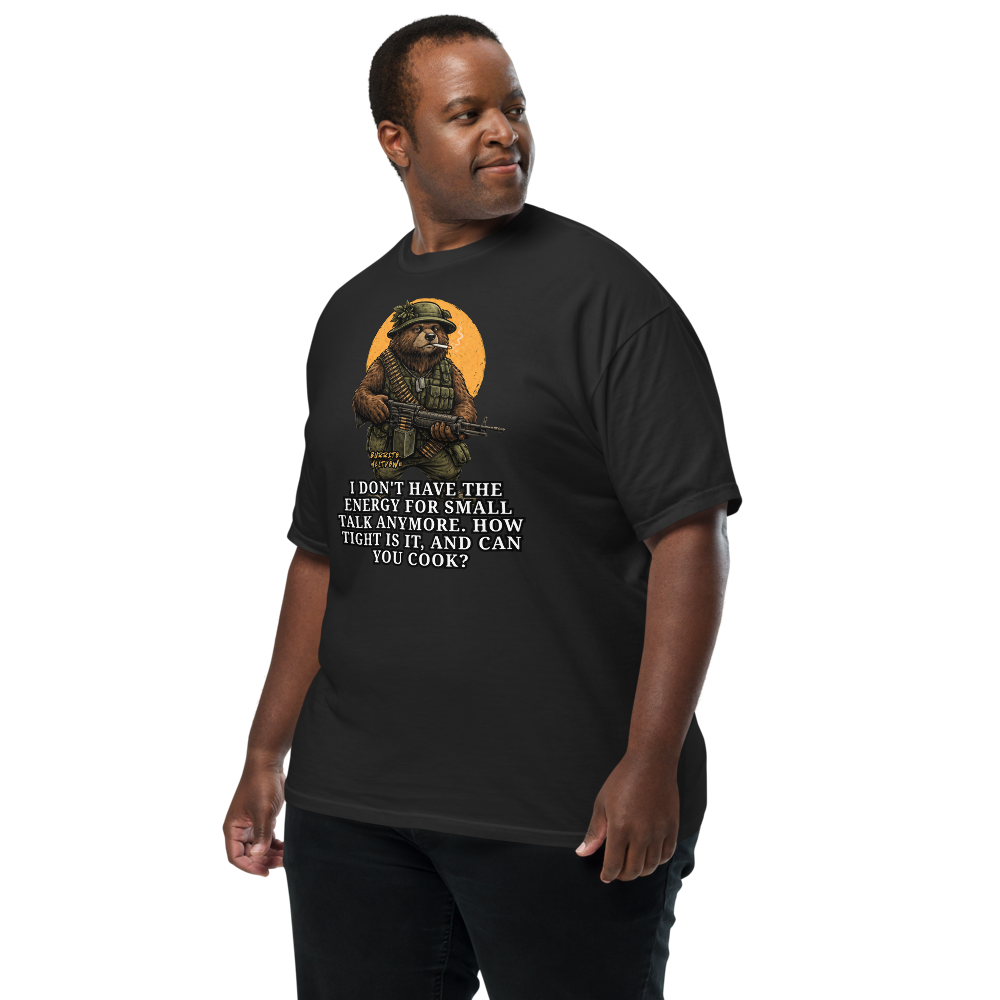 No Energy For Small Talk – Army Bear Tee Mockup