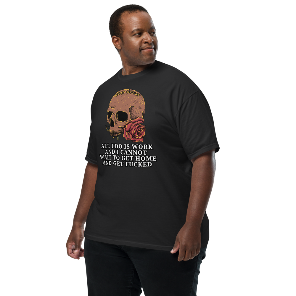All I Do Is Work – Rose Skull Tee Mockup