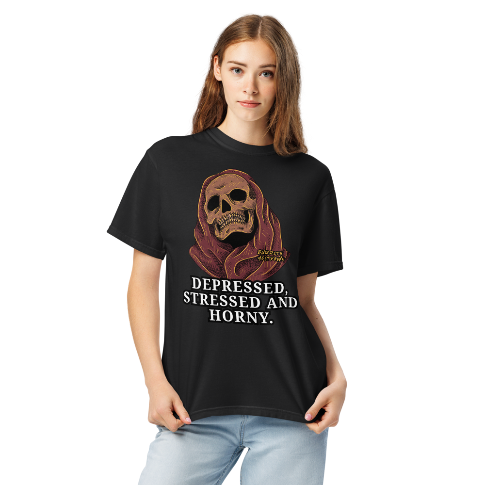 Depressed And Stressed – Reaper Skull Tee Mockup