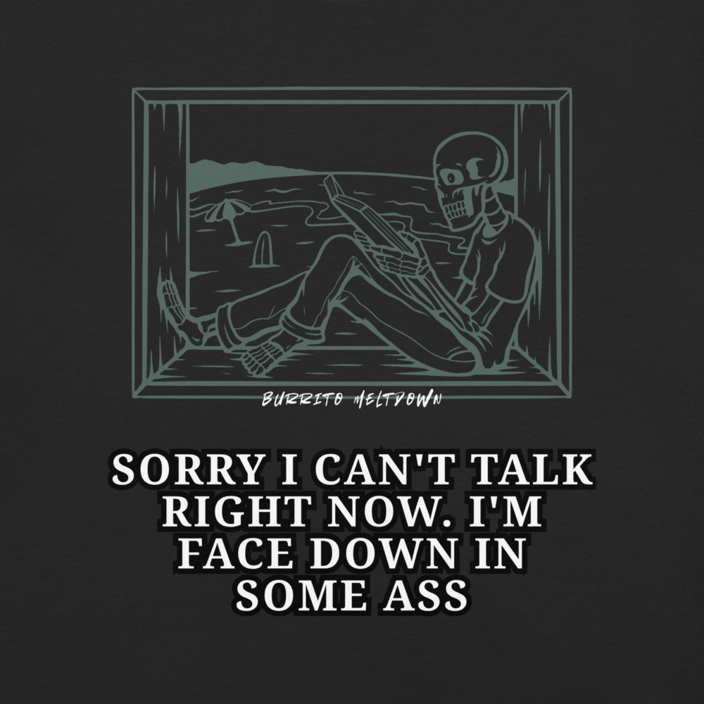 Sorry I Can't Talk Right Now – Beach Skull Tee Mockup