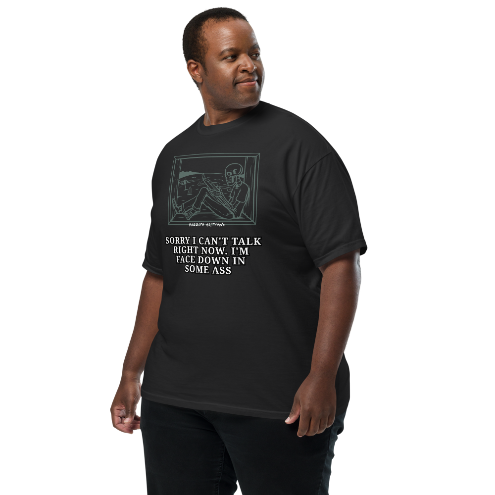 Sorry I Can't Talk Right Now – Beach Skull Tee Mockup