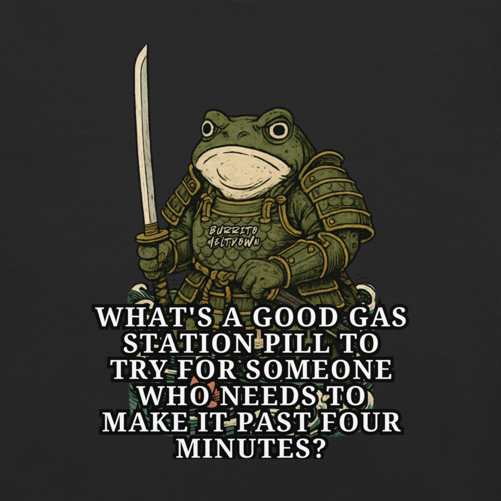 Gas Station Pill Advice – Samurai Frog Tee Mockup