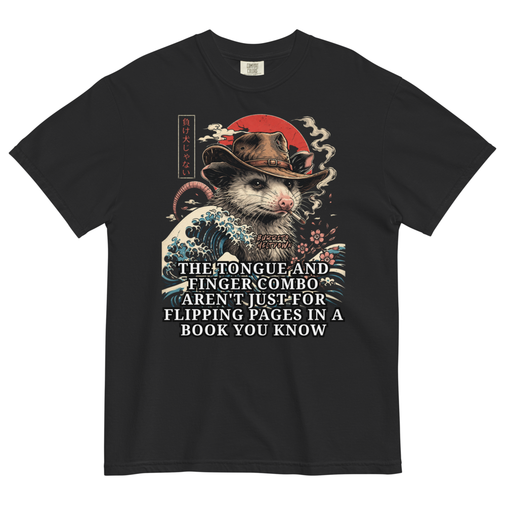 Tongue And Finger Combo – Great Wave Possum Tee Mockup