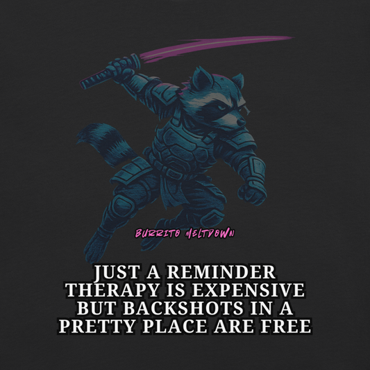 Therapy Is Expensive – Ninja Raccoon Tee Mockup