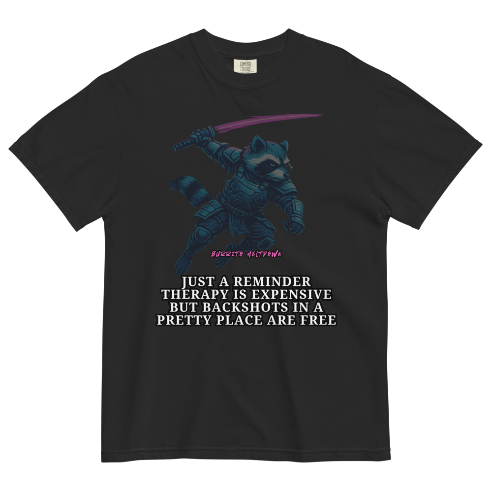 Therapy Is Expensive – Ninja Raccoon Tee Mockup