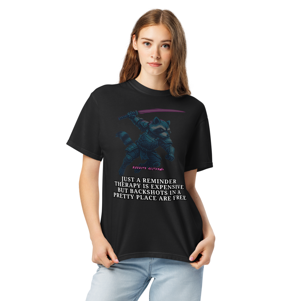 Therapy Is Expensive – Ninja Raccoon Tee Mockup