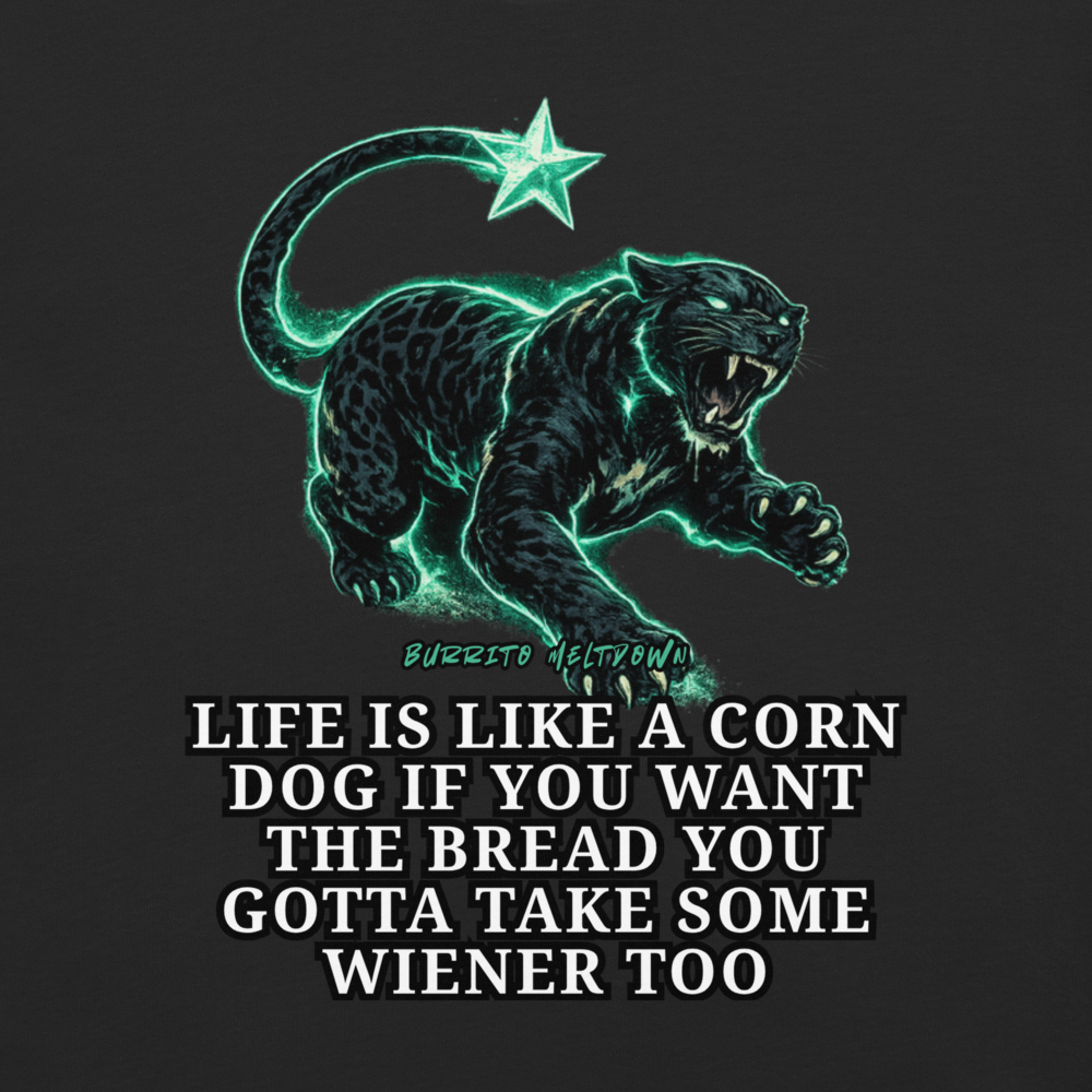 Life Is Like A Corn Dog – Neon Big Cats Tee Mockup