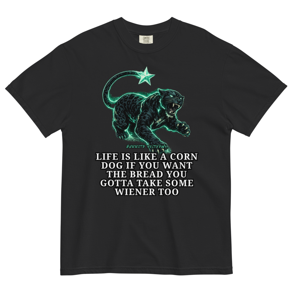 Life Is Like A Corn Dog – Neon Big Cats Tee Mockup