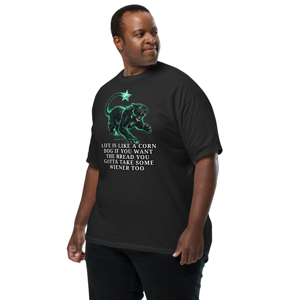 Life Is Like A Corn Dog – Neon Big Cats Tee Mockup