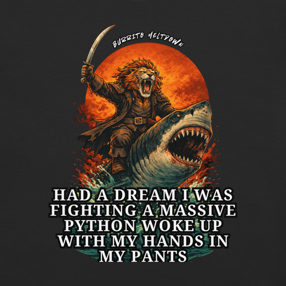Fighting A Massive Python – Lion Shark Tee Mockup