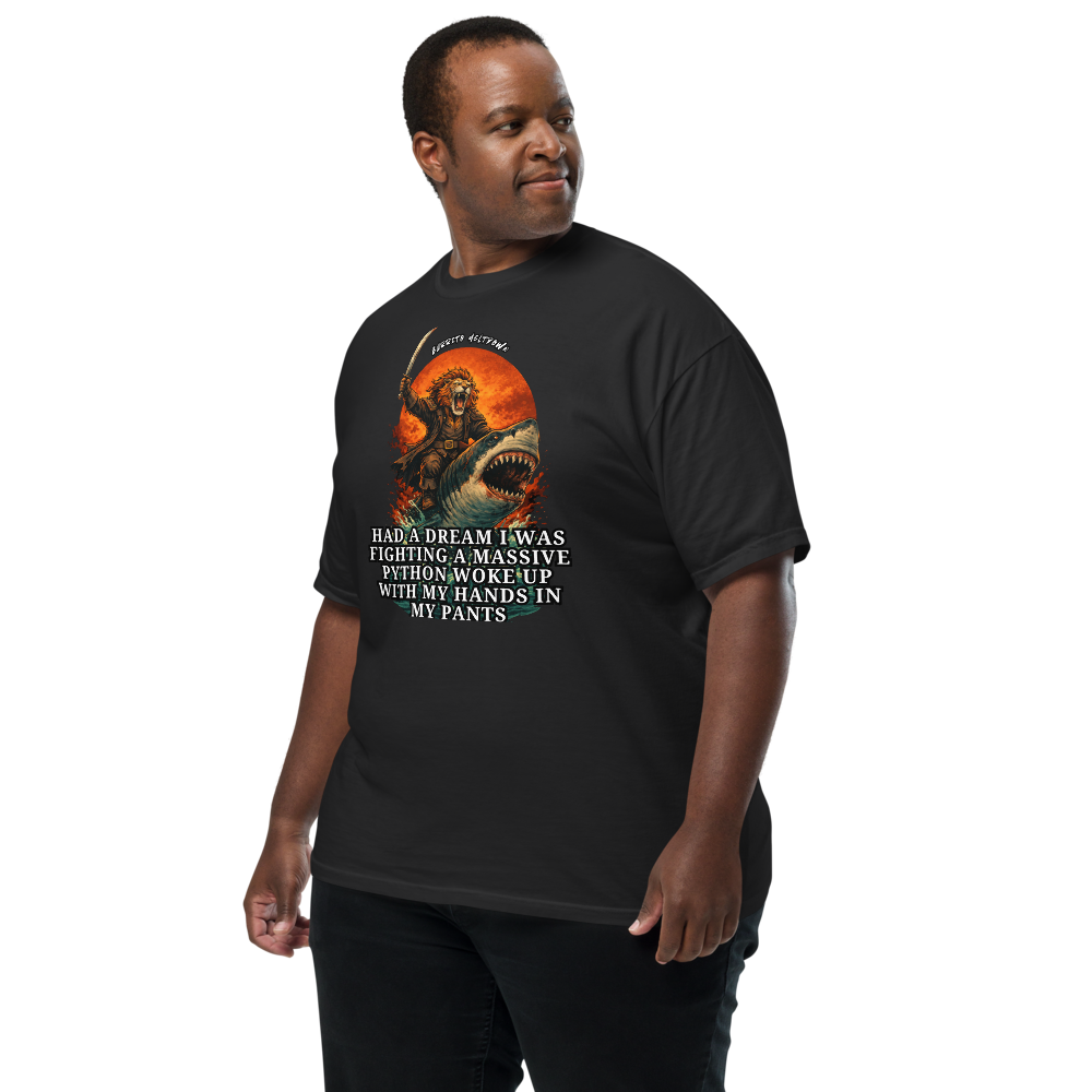 Fighting A Massive Python – Lion Shark Tee Mockup