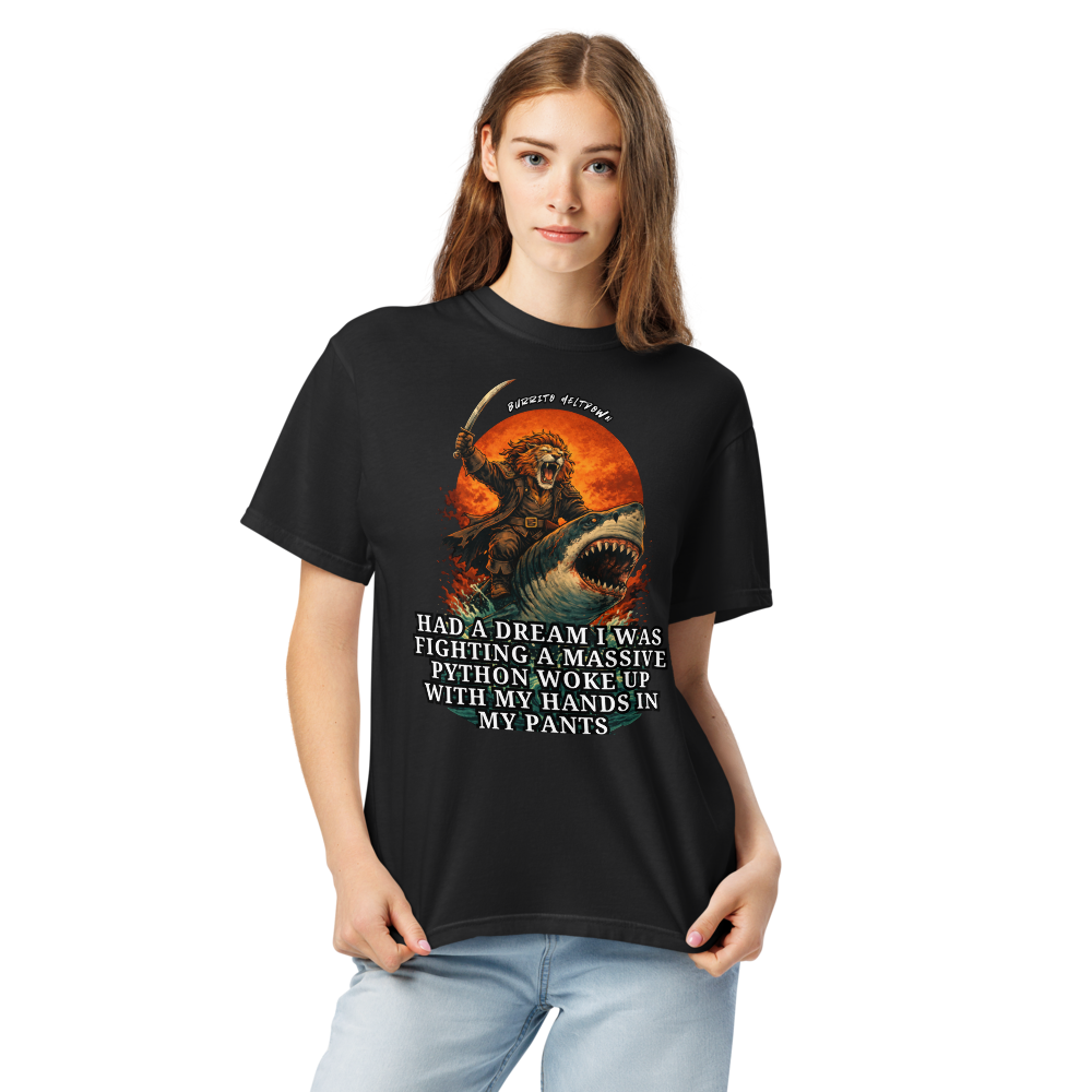Fighting A Massive Python – Lion Shark Tee Mockup