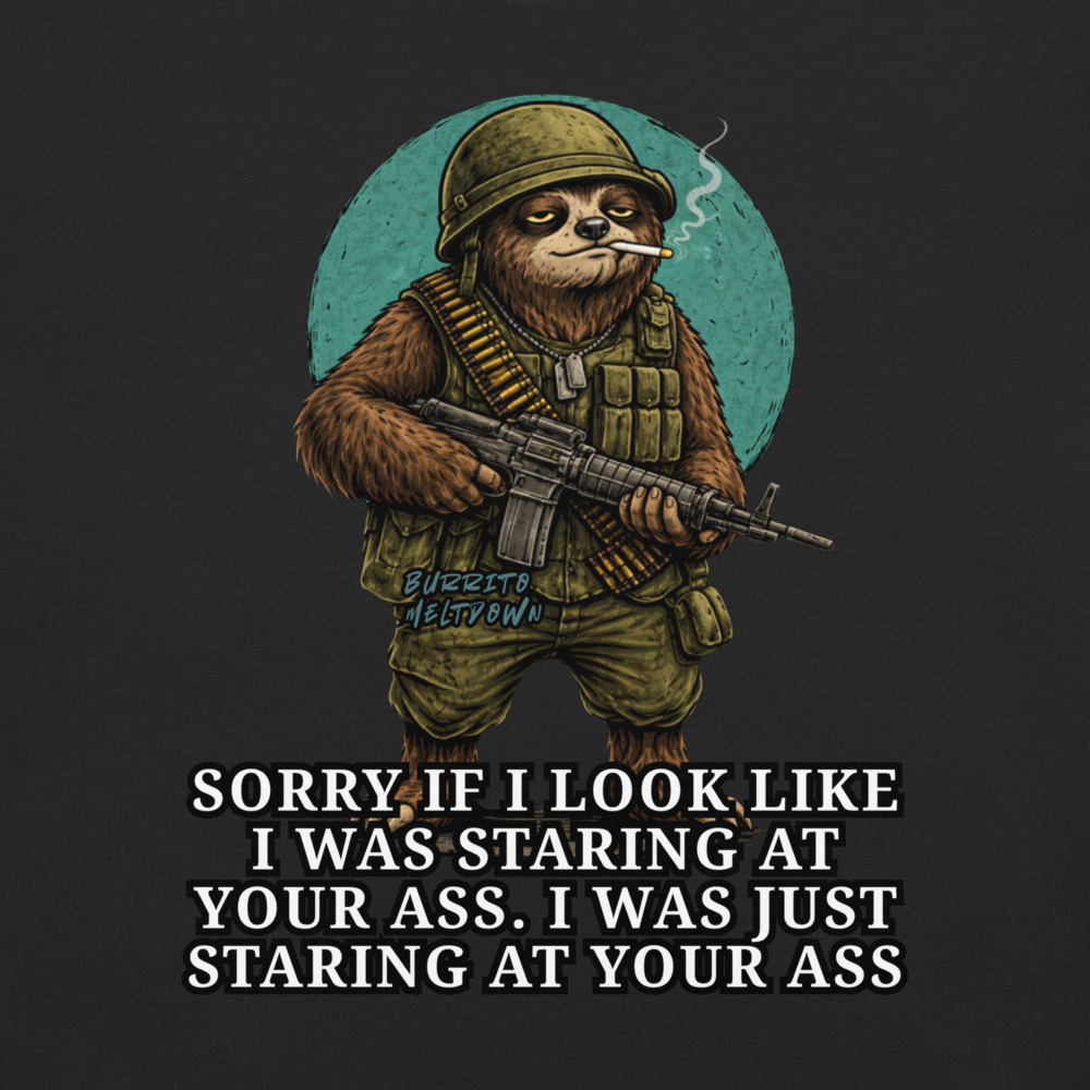 Just Staring At You – Soldier Sloth Tee Mockup