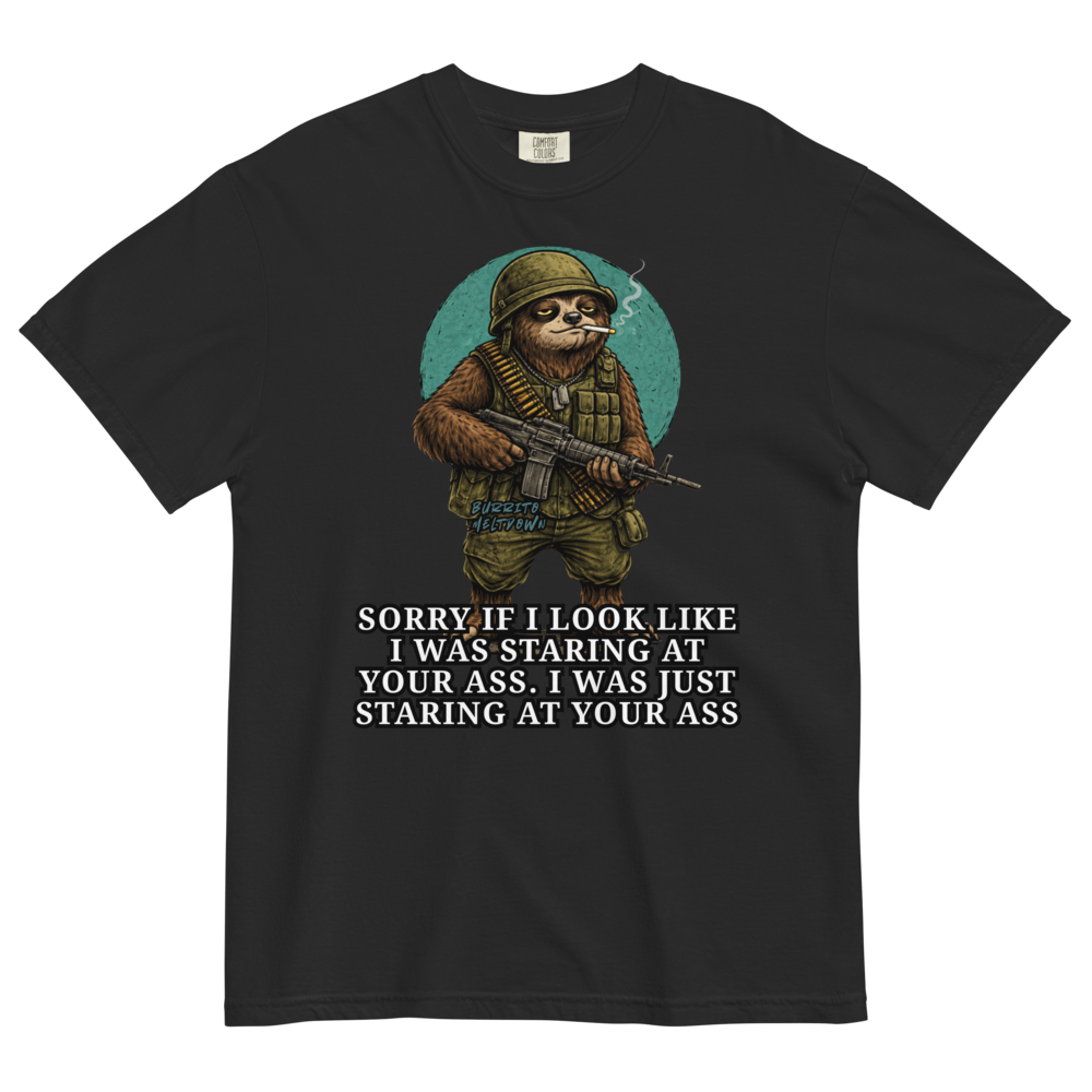Just Staring At You – Soldier Sloth Tee Mockup