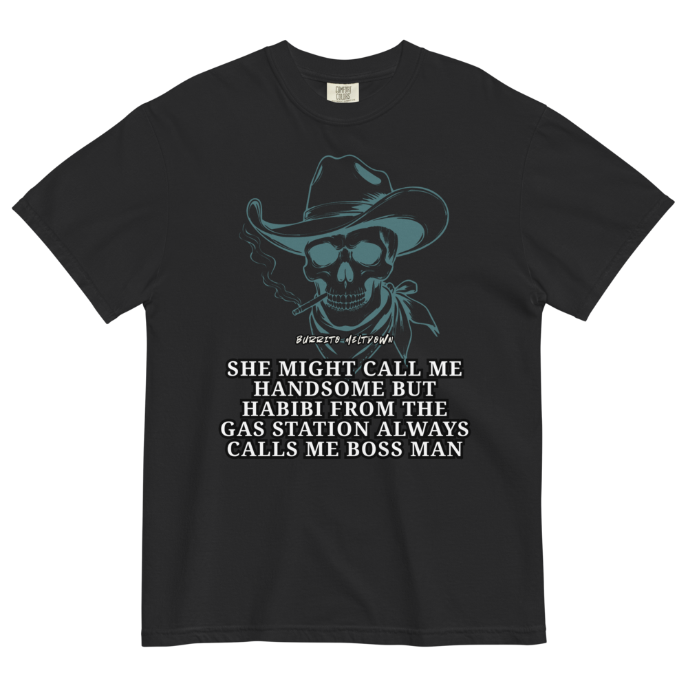 Habibi From The Gas Station – Cowboy Skull Tee Mockup