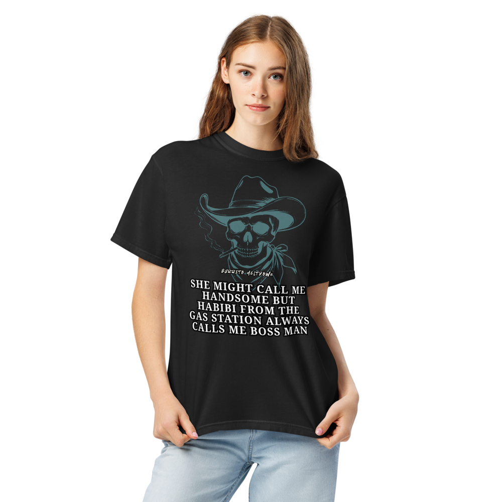 Habibi From The Gas Station – Cowboy Skull Tee Mockup