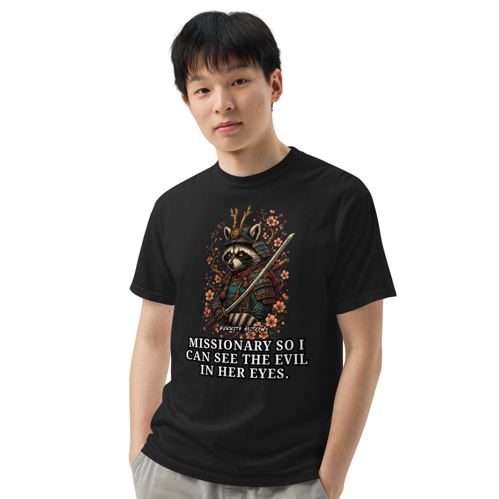 So I Can See The Evil – Samurai Raccoon Tee Mockup